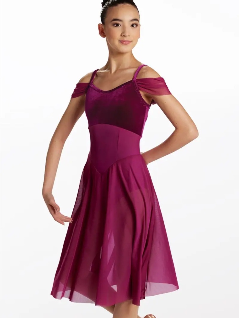 Weissman Lyrical Dance Costume MA Berry Velvet Mesh Dress Style 15885